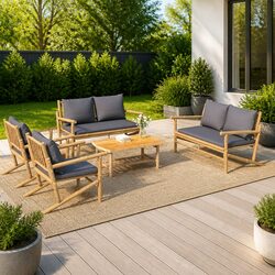 Value and Comfort: 5-Piece Bamboo Lounge Set for Outdoors