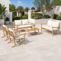 5-Piece Bamboo Lounge Set for Practical Outdoor Living