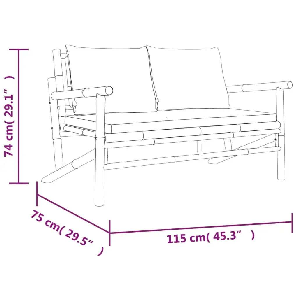 Garden Lounge Set 5 Piece Outdoor Furniture Bamboo Sofa with Cushions Brown