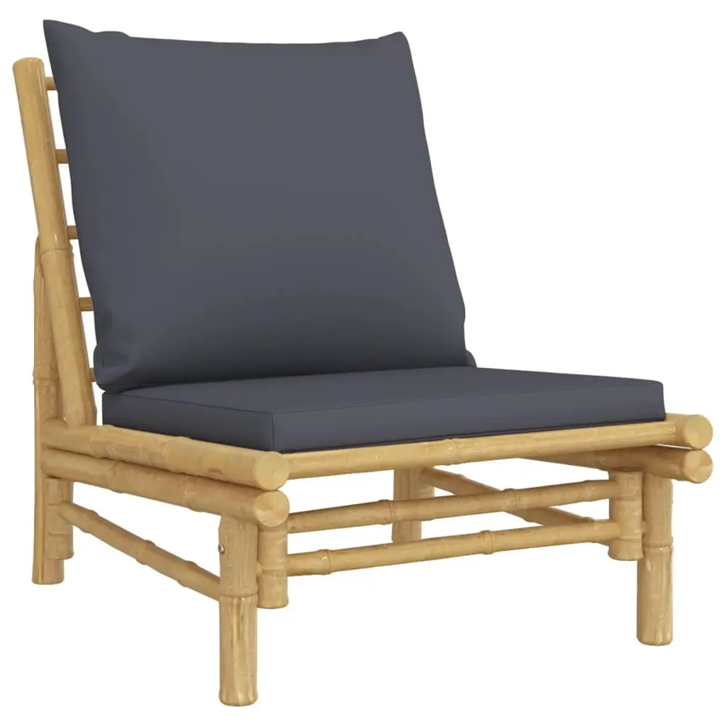 5 Piece Bamboo Garden Lounge Set Outdoor Furniture Cushions Brown