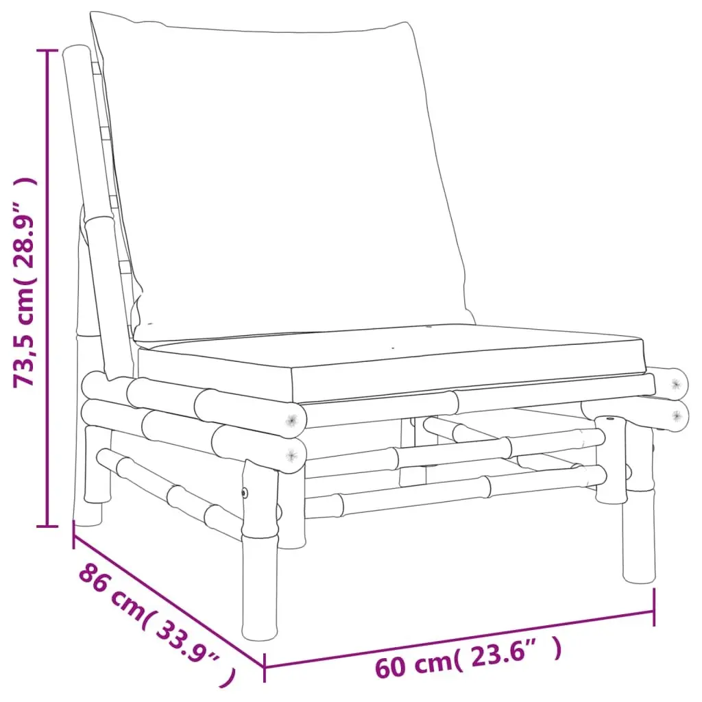 3 Piece Garden Lounge Set Bamboo Outdoor Furniture Dark Grey Cushions Brown