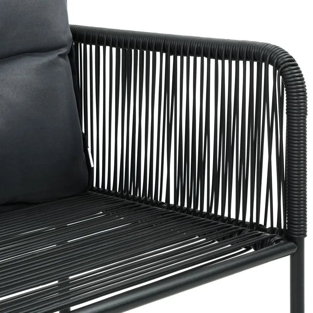 5 Piece Outdoor Garden Dining Set Black PE Rattan Steel Frame Tempered Glass
