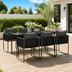 Value-Oriented 7-Piece Garden Dining Set in Black