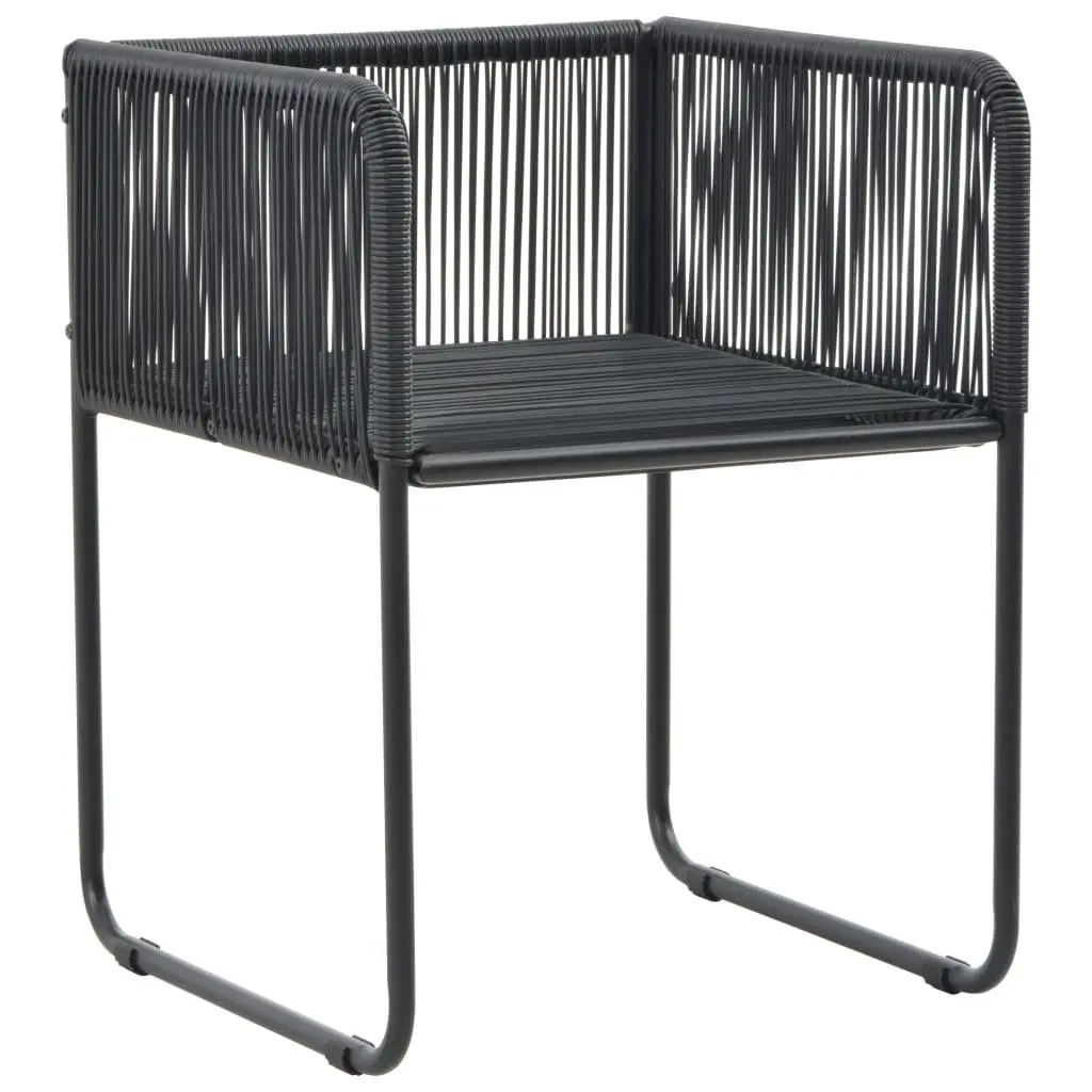 7 Piece Garden Dining Set Outdoor Furniture Black PE Rattan Steel Frame