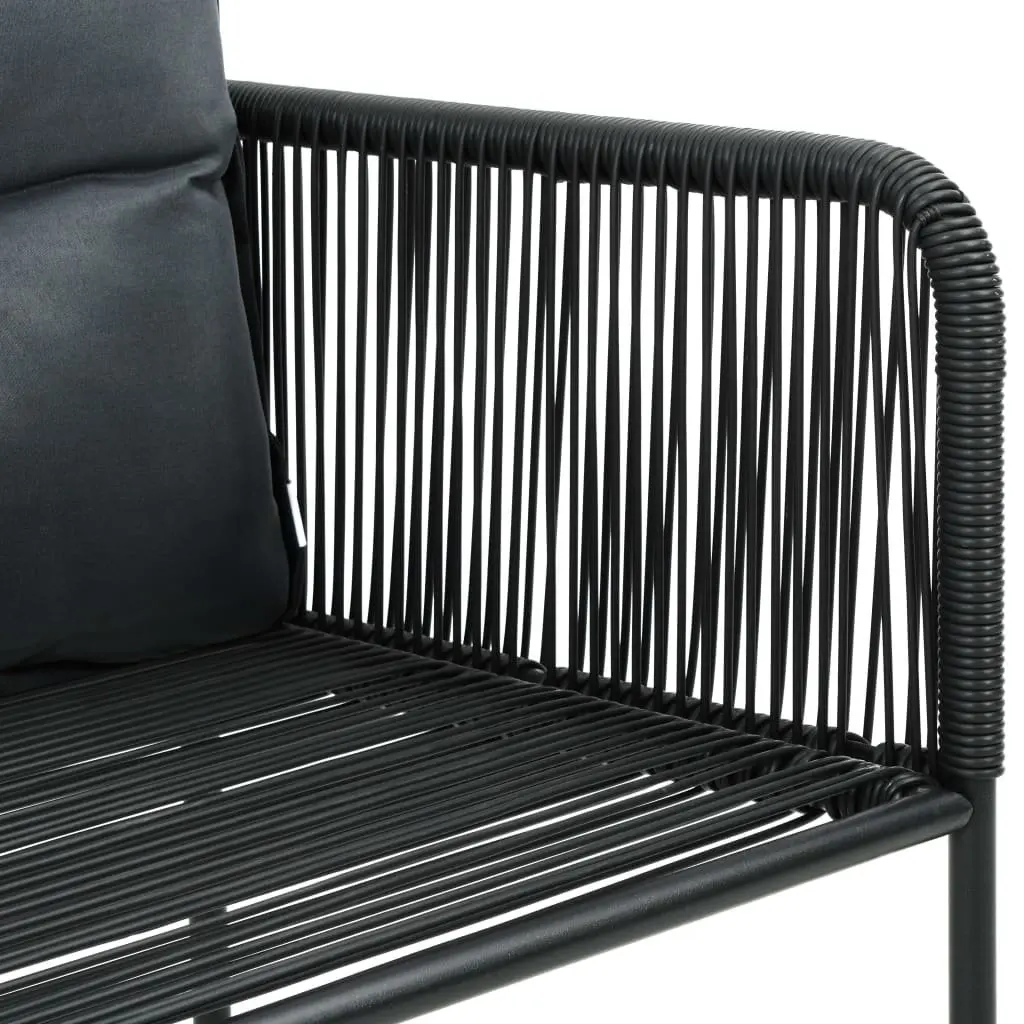 7 Piece Garden Dining Set Outdoor Furniture Black PE Rattan Steel Frame