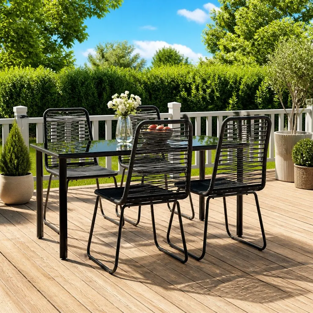 5 Piece Garden Dining Set Outdoor Dining Table and Chairs Black