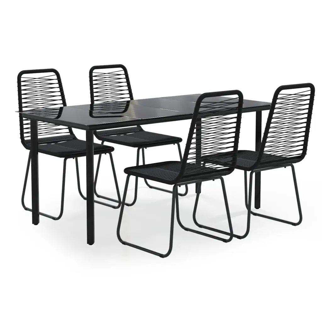 5 Piece Garden Dining Set Outdoor Dining Table and Chairs Black