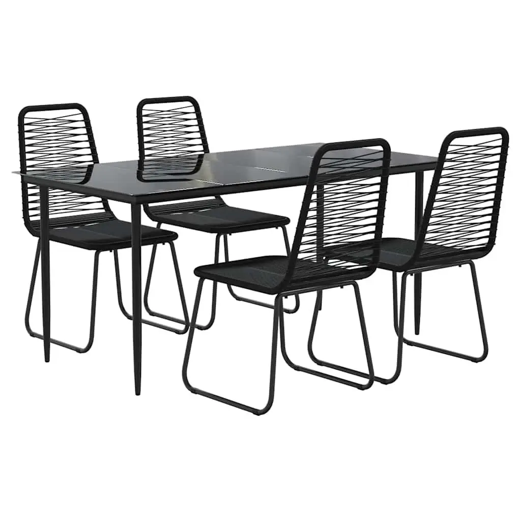 Garden Dining Set 5 Piece Outdoor Furniture Black Rattan Table Chairs