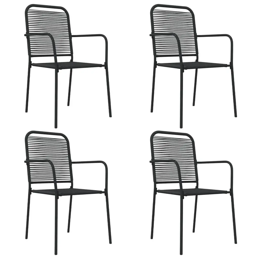 Outdoor Dining Set 5 Piece Garden Furniture Black Cotton Rope Steel Chairs Table