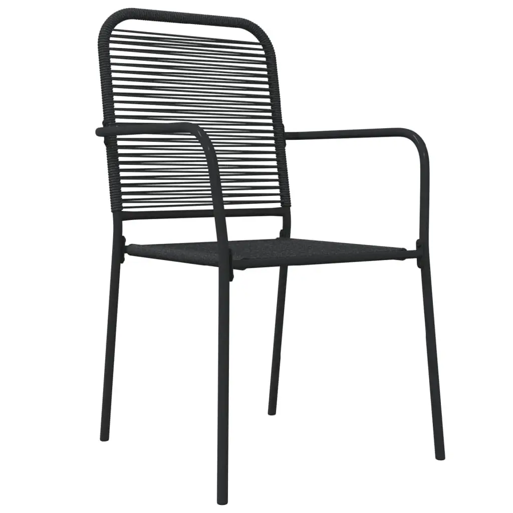Outdoor Dining Set 5 Piece Garden Furniture Black Cotton Rope Steel Chairs Table