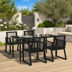 Versatile Black Rattan 5 Piece Outdoor Dining Set