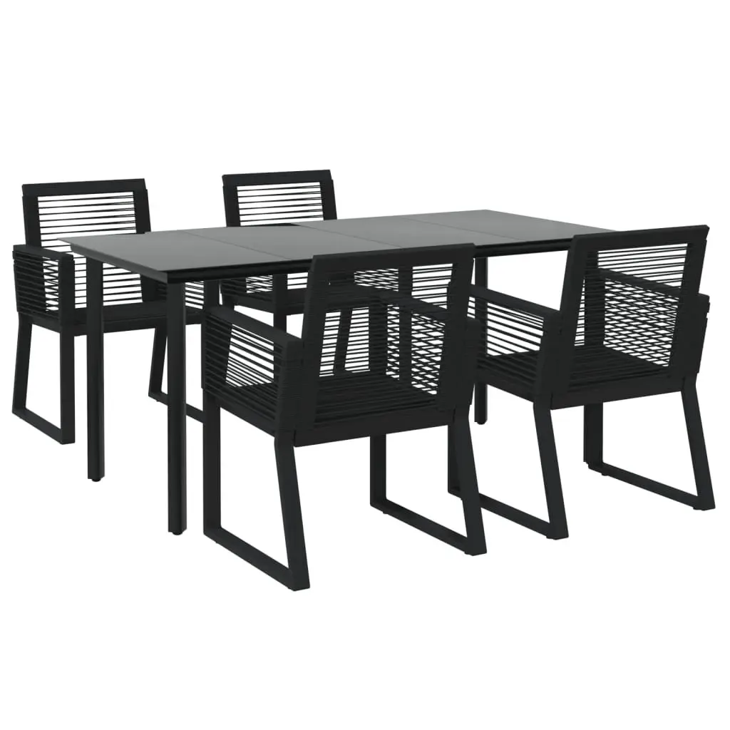 Garden Dining Set 5 Piece Outdoor Furniture Black PVC Rattan Patio Table Chairs