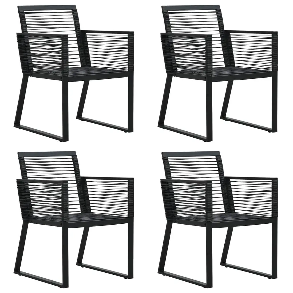Garden Dining Set 5 Piece Outdoor Furniture Black PVC Rattan Patio Table Chairs