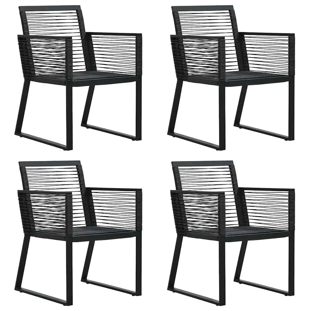 Outdoor Garden Dining Set 5 Piece Black Rattan Chairs Table