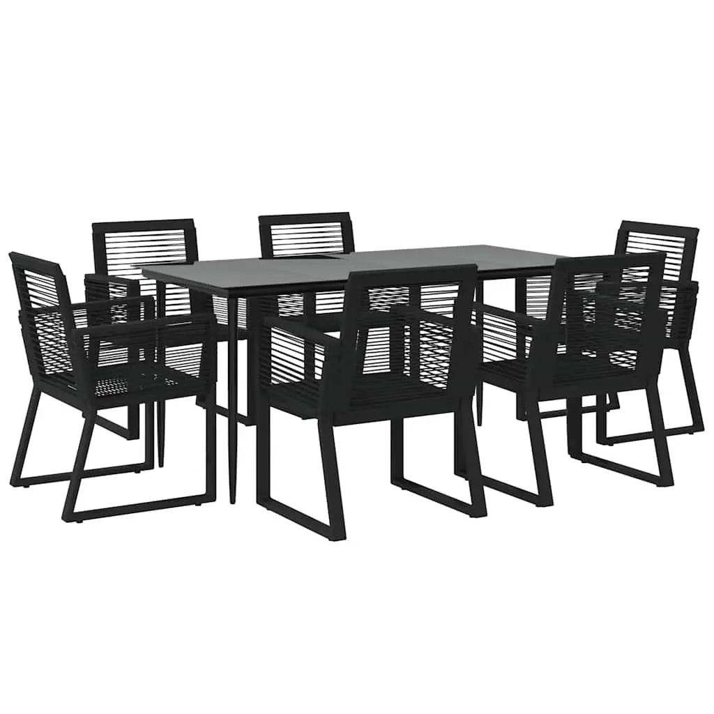 7 Piece Outdoor Dining Set Garden Furniture Black Rattan Chairs Table