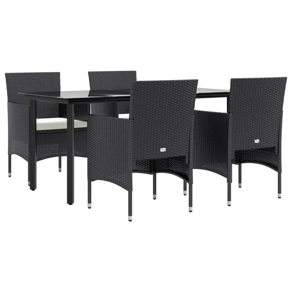 Garden Dining Set 5 Piece Outdoor Furniture Table Chairs with Cushions Black