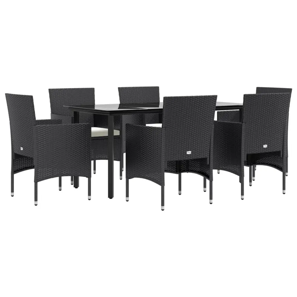 7 Piece Garden Dining Set Outdoor Furniture Black Patio Table with Cushions