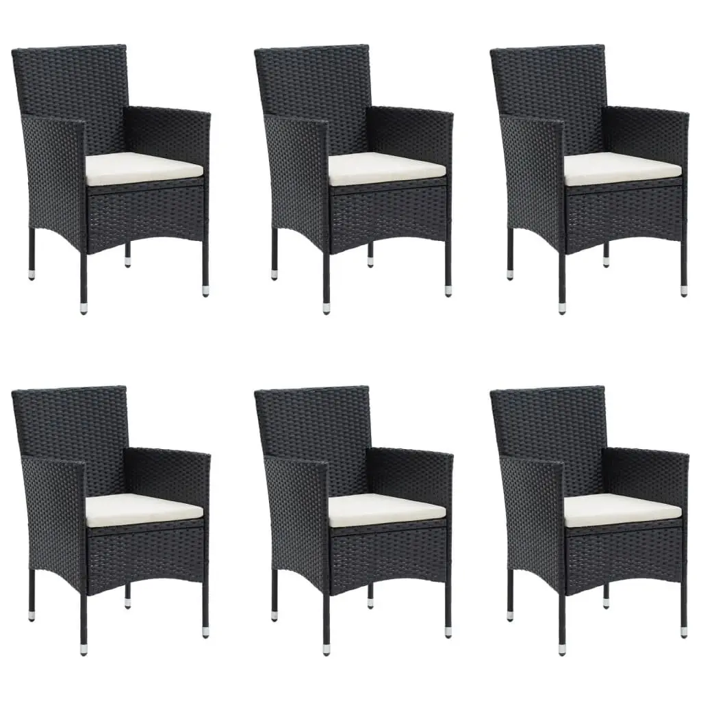 7 Piece Garden Dining Set Outdoor Furniture Black Patio Table with Cushions