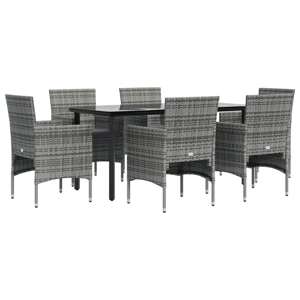 7 Piece Garden Dining Set Outdoor Furniture Cushions Grey Black