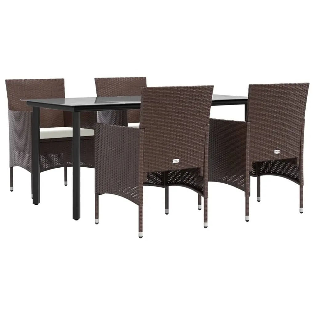 Garden Dining Set 5 Piece Outdoor Furniture Table Chairs Cushions Brown Black