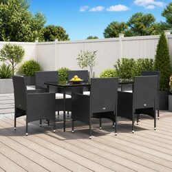 Comfortable 7 Piece Black Garden Dining Set for Leisure