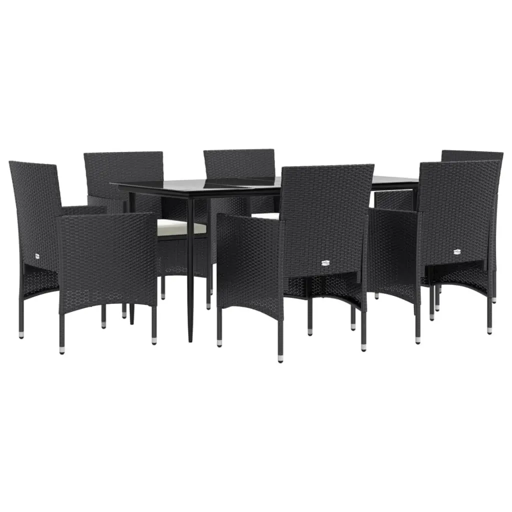 7 Piece Garden Dining Set Outdoor Furniture Black Cushions Patio Table