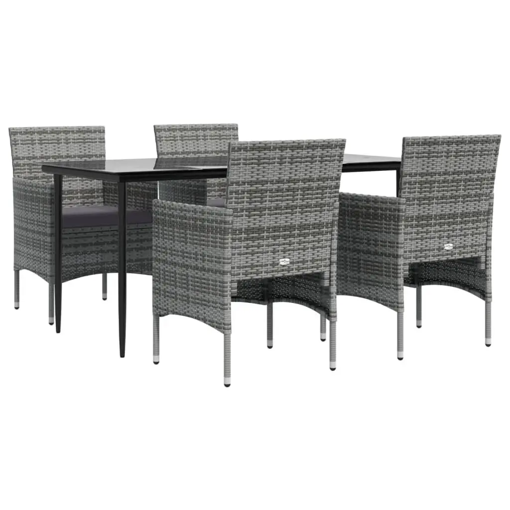 Outdoor Furniture Set 5 Piece Grey Dining Table with Chairs and Cushions for Garden Use