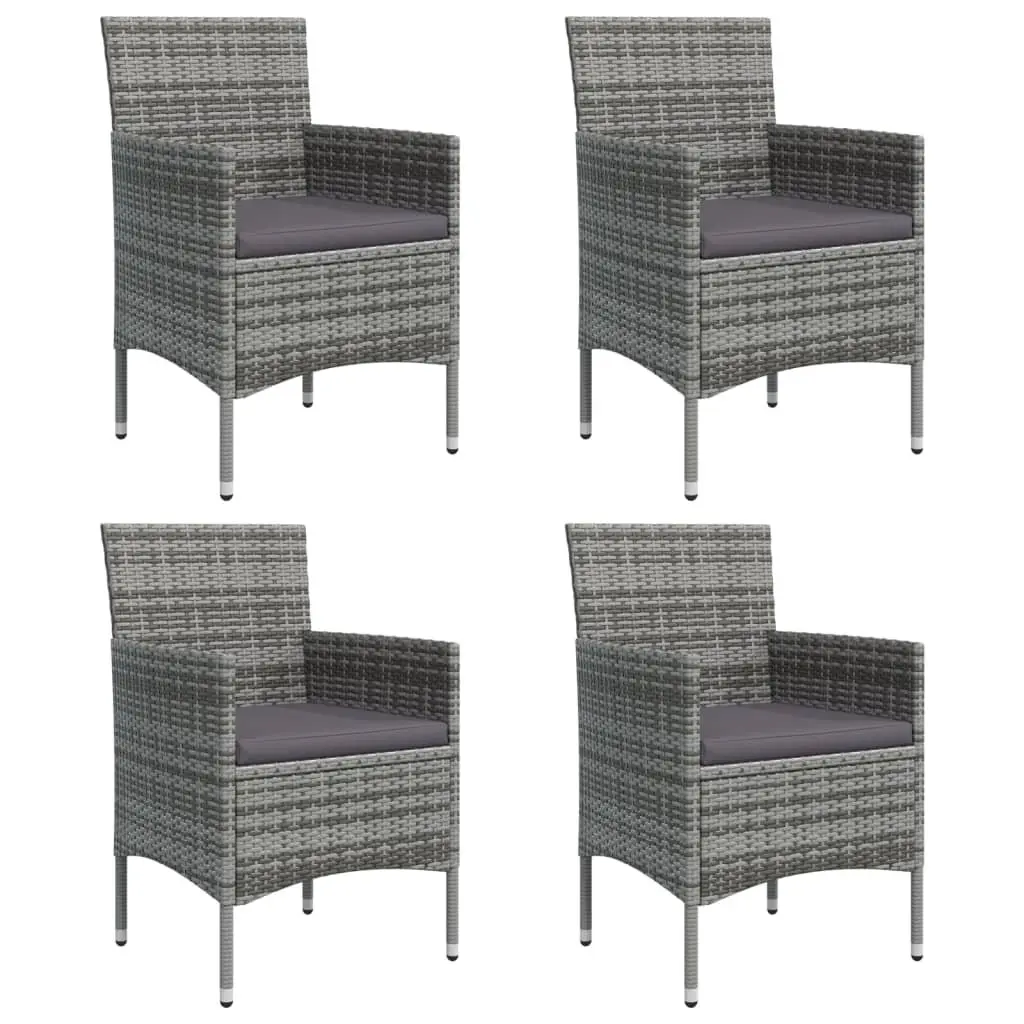 Outdoor Furniture Set 5 Piece Grey Dining Table with Chairs and Cushions for Garden Use