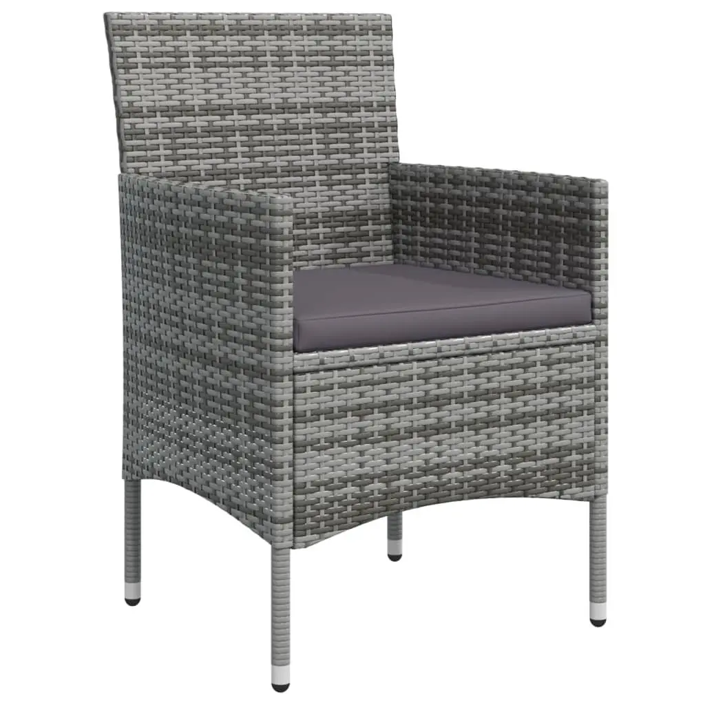 7 Piece Outdoor Garden Dining Set Grey Black Cushions Table Chairs