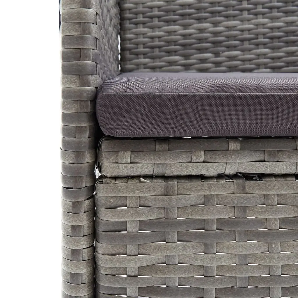 7 Piece Outdoor Garden Dining Set Grey Black Cushions Table Chairs