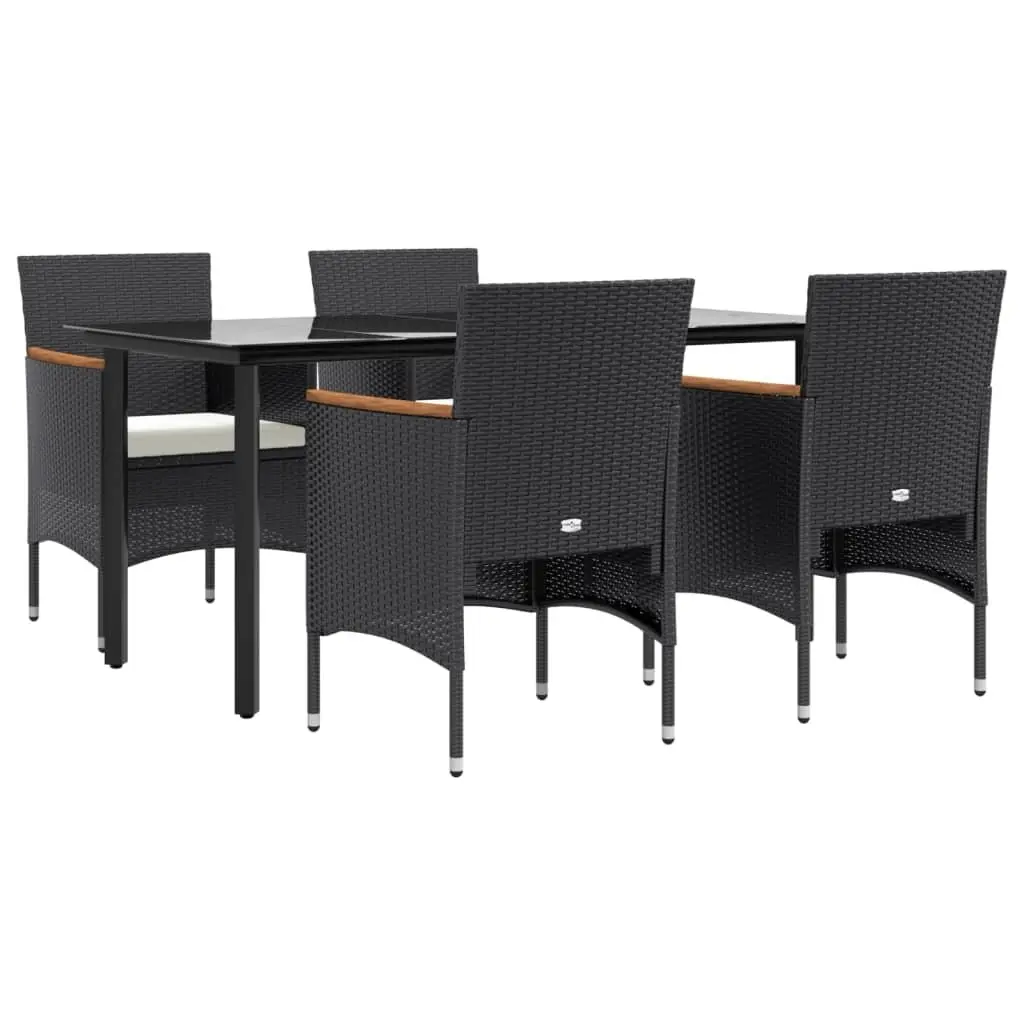 Outdoor Garden Dining Set 5 Piece Patio Furniture Table Chairs Black