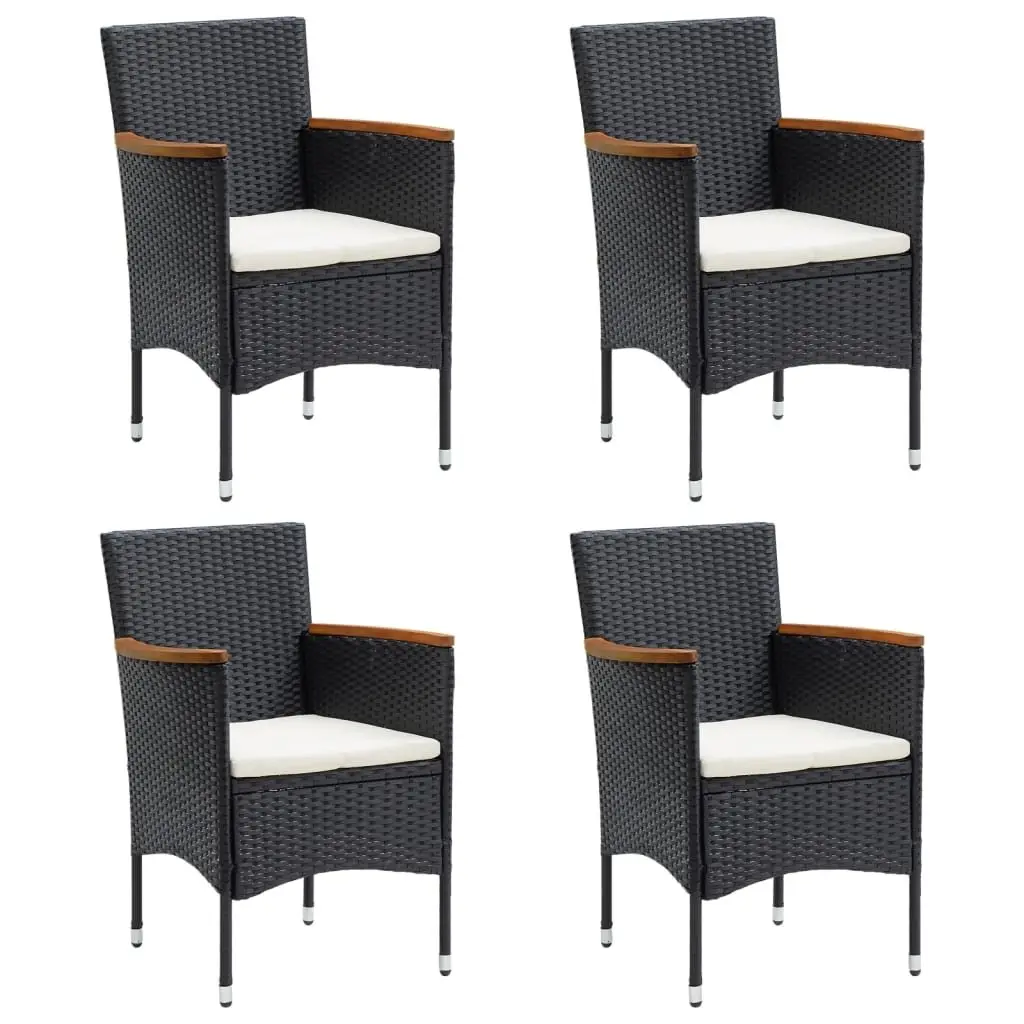 Outdoor Garden Dining Set 5 Piece Patio Furniture Table Chairs Black