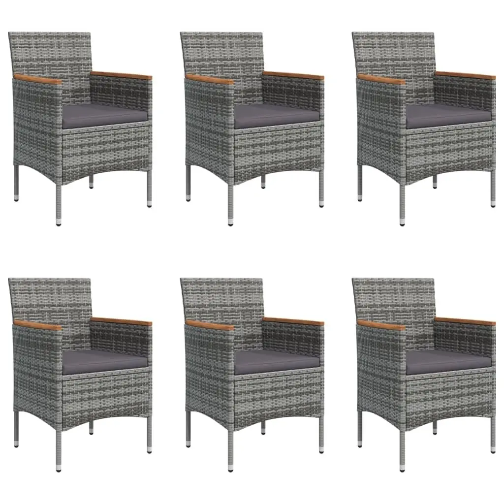 Garden Dining Set 7 Piece Outdoor Patio Furniture Grey with Cushions