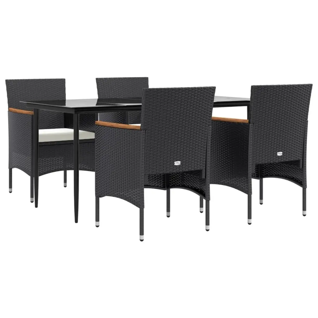 Garden Dining Set 5 Piece Outdoor Furniture Black Rattan Table Chairs Cushions