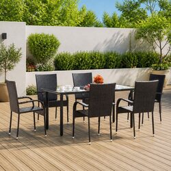 Practical 7-Piece Black Garden Dining Set for Outdoor Use