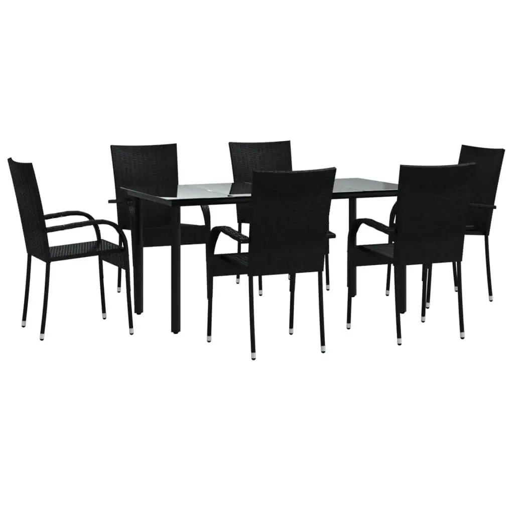 7-Piece Black Garden Dining Set for Outdoor Use