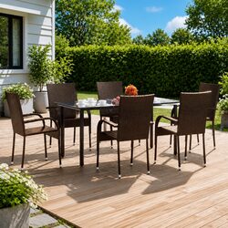 Quality 7-Piece Brown Dining Set for Your Outdoor Needs