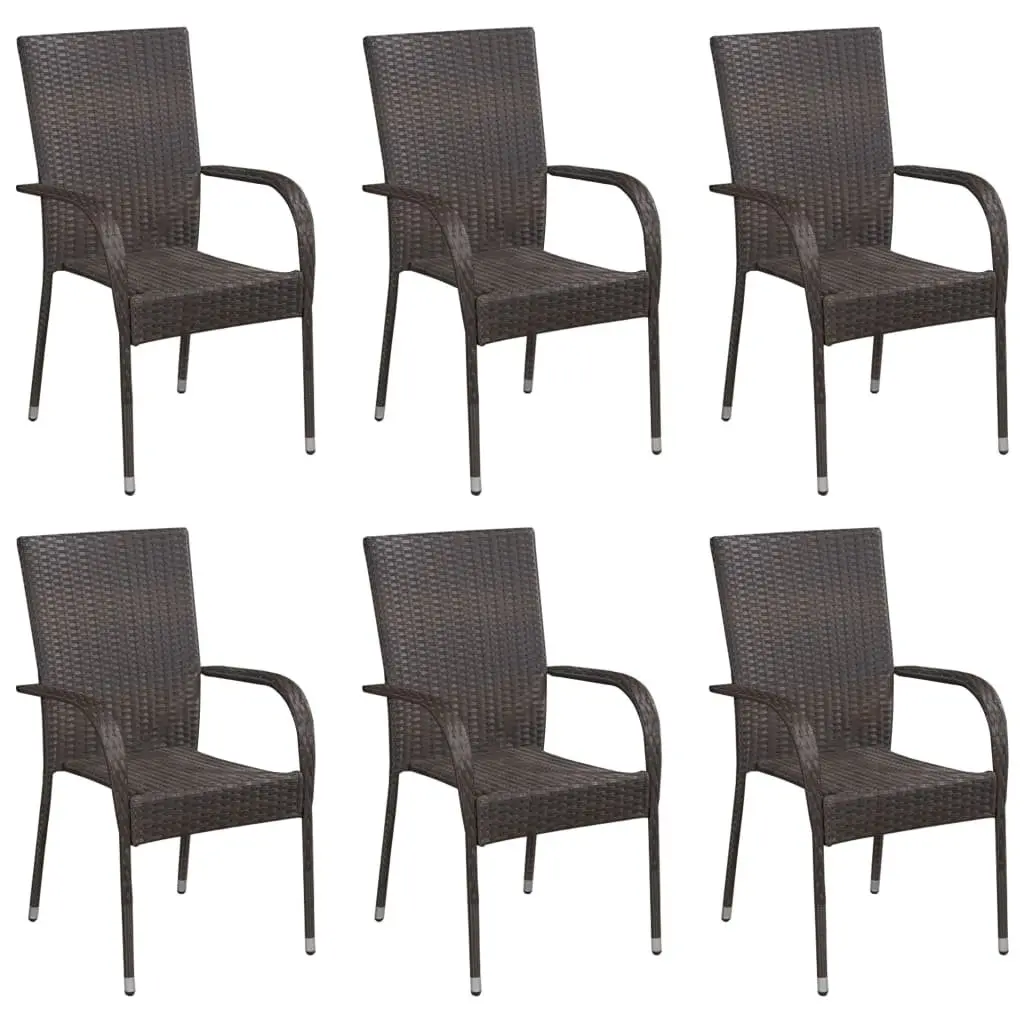 Garden Dining Set 7 Piece Brown Outdoor Furniture Patio Table Chairs