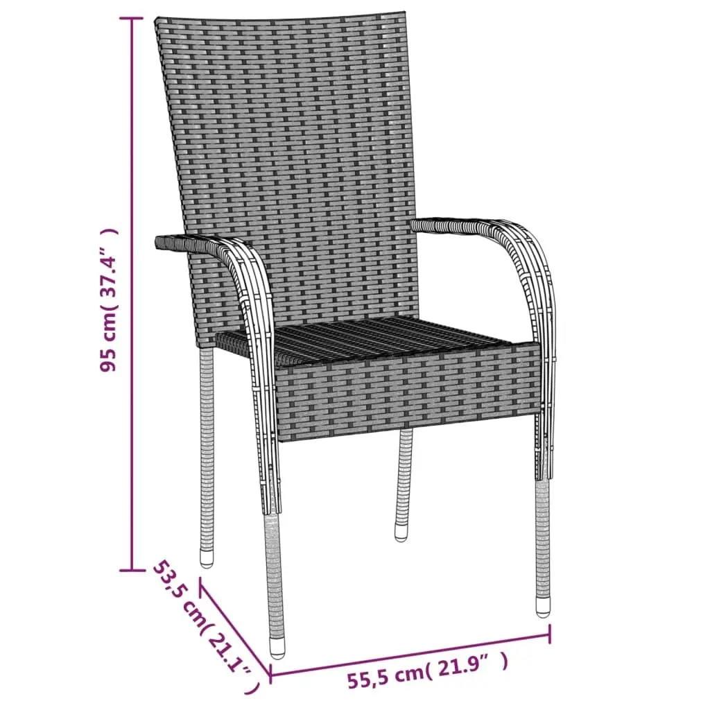 5 Piece Garden Dining Set Outdoor Furniture Grey Poly Rattan Chairs Table