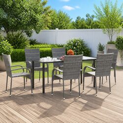 Value-Packed 7 Piece Grey Outdoor Dining Set