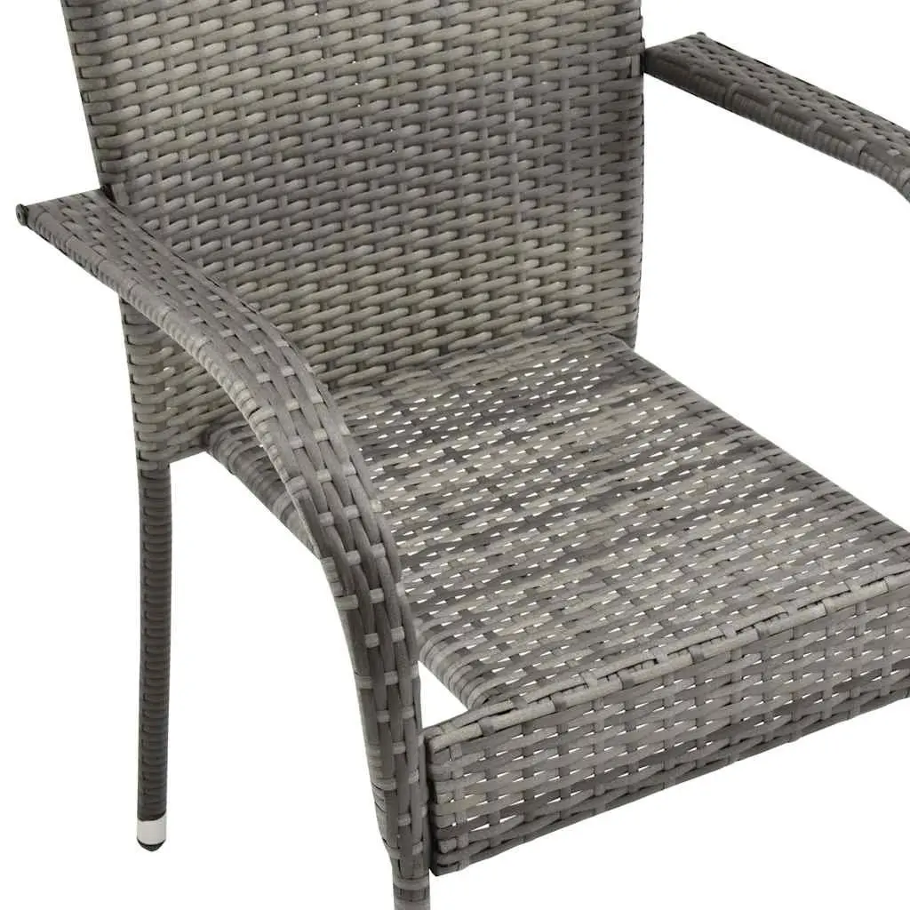 Outdoor Garden Dining Set 7 Piece Grey Poly Rattan Patio Furniture Chairs Table