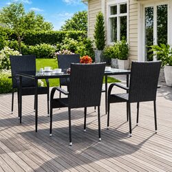 Reliable 5 Piece Outdoor Dining Set - Black and Sturdy