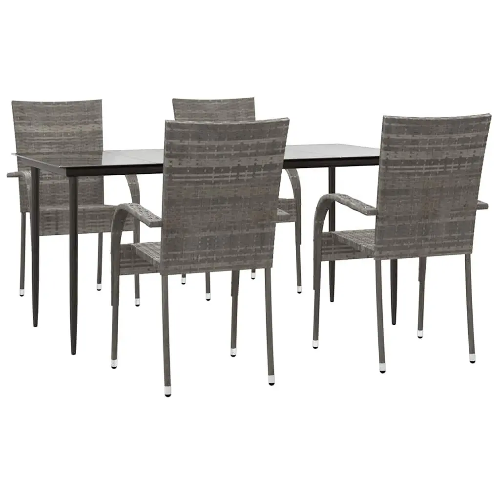 Garden Dining Set 5 Piece Outdoor Furniture Grey PE Rattan Patio Table Chairs