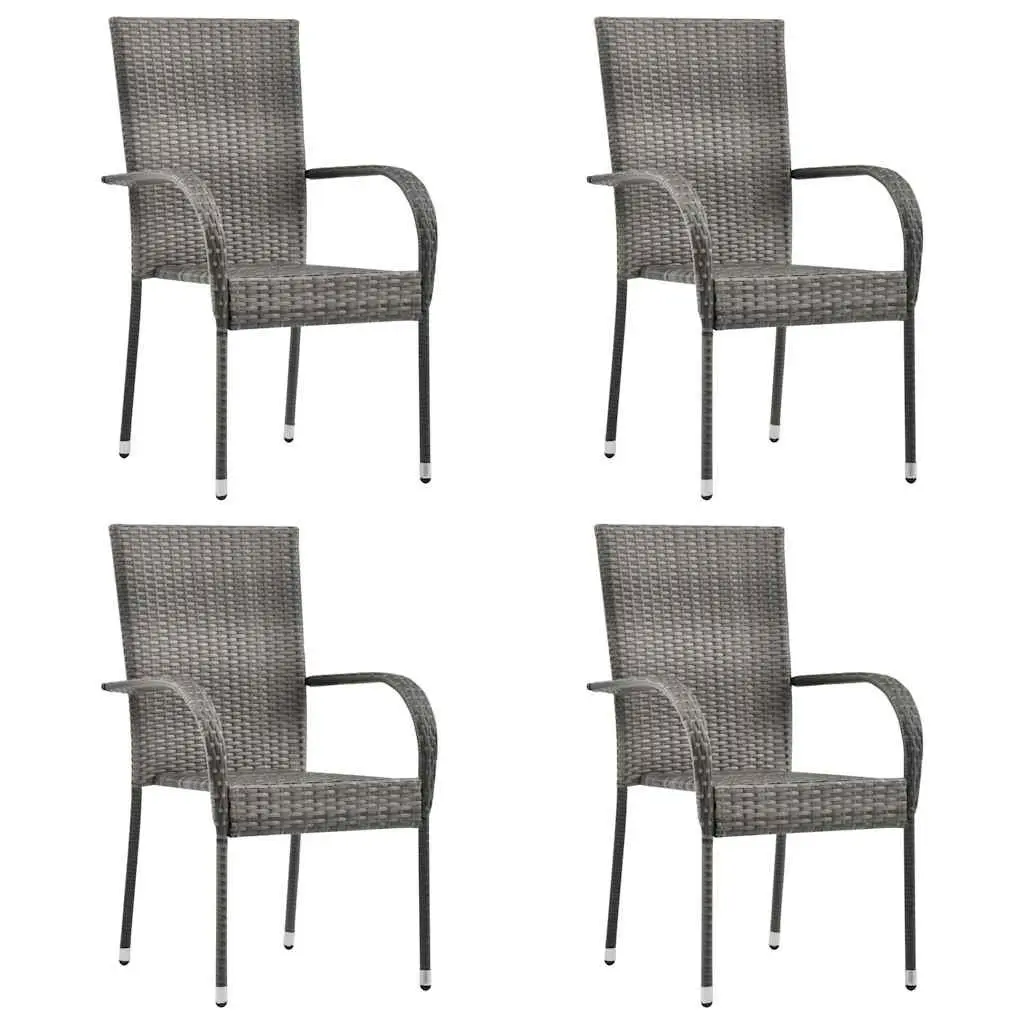 Garden Dining Set 5 Piece Outdoor Furniture Grey PE Rattan Patio Table Chairs