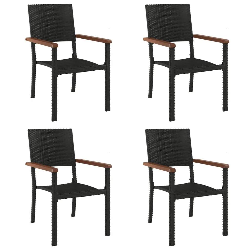 5 Piece Garden Dining Set Outdoor Patio Furniture Table Chairs Black Poly Rattan
