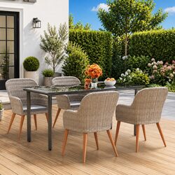 Comfortable 5-Piece Brown Garden Dining Set