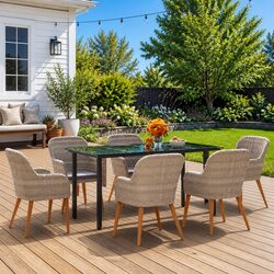 Comfort Meets Durability in This 7-Piece Garden Dining Set