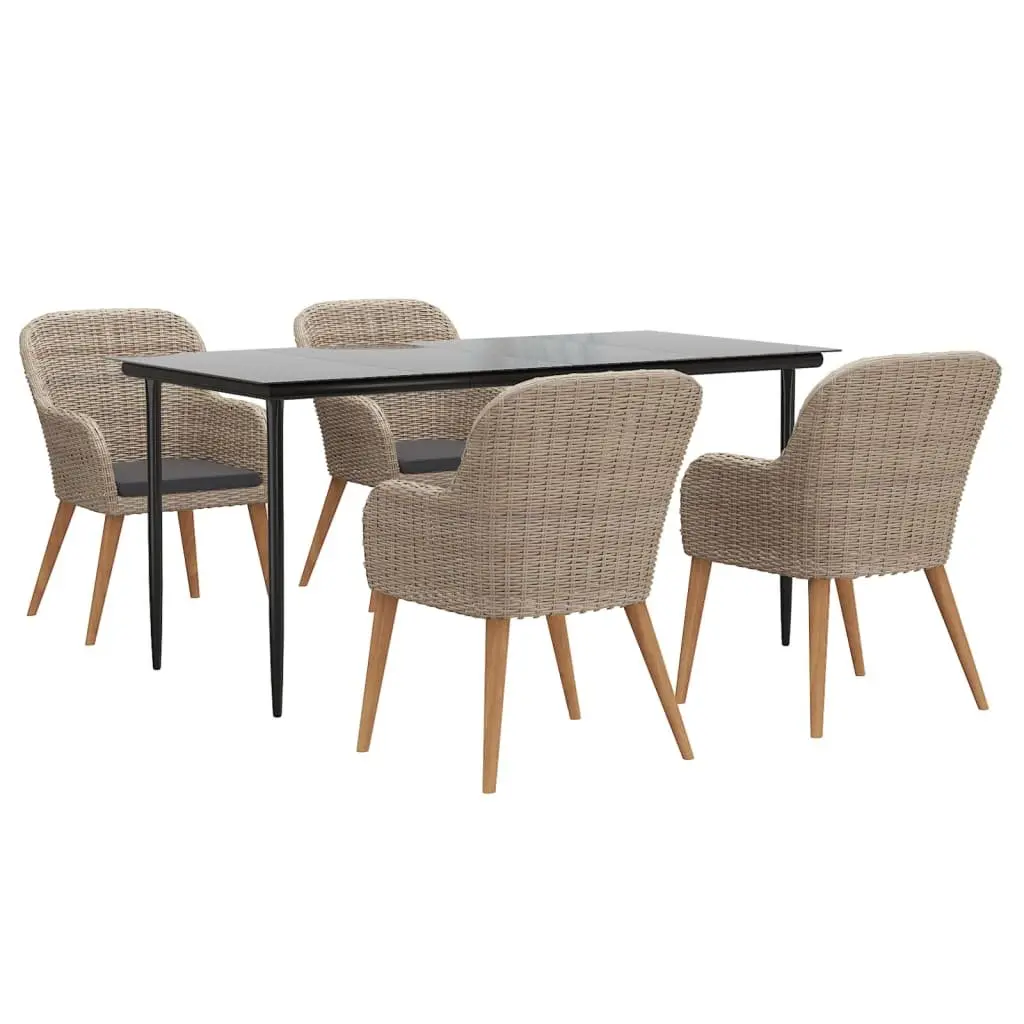 Garden Dining Set 5 Piece Outdoor Patio Furniture Brown