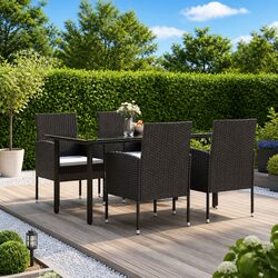 Affordable Black Rattan Outdoor Dining Set with Comfort