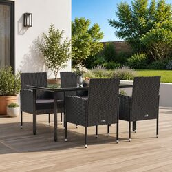 Comfortable and Reliable 5 Piece Outdoor Dining Set in Black